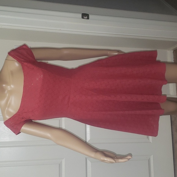 Free People 0 sweet yet sexy dark pale pink lace off shoulder cap sleeves mini - Picture 1 of 10